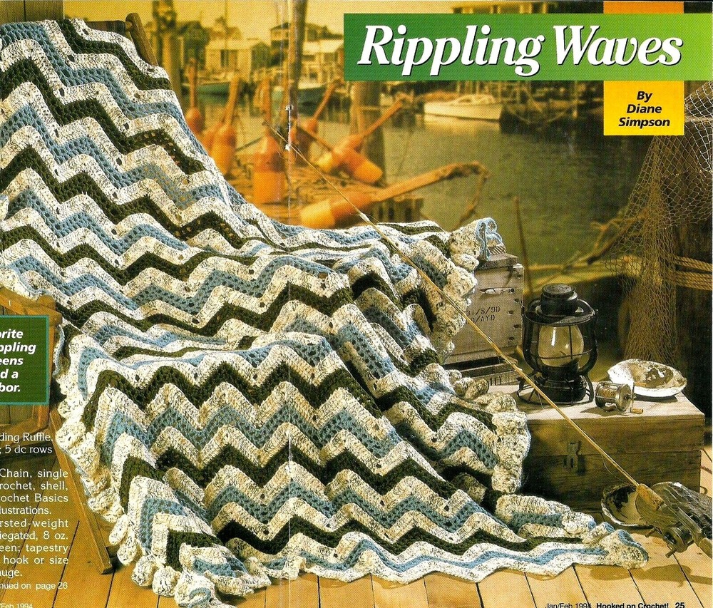 PEACEFUL Rippling Waves Afghan/Crochet Pattern INSTRUCTIONS ONLY