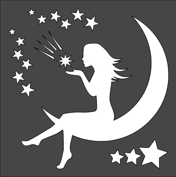 12"x12" Clear Plastic Stencil - Celestial Goddess (SN102)