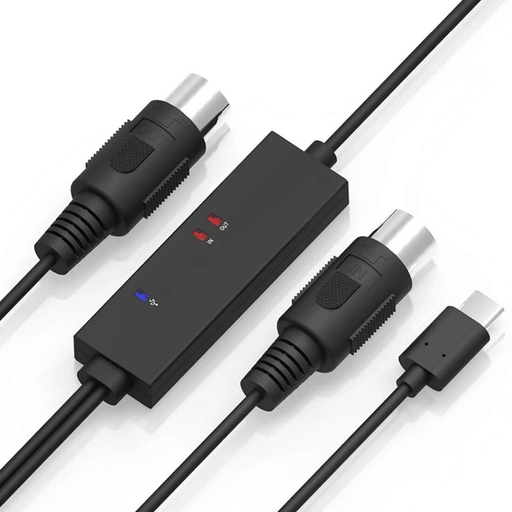DOREMIDI MIDI to USB C Type-C Interface Cable Adapter 5 Pin Input&Output