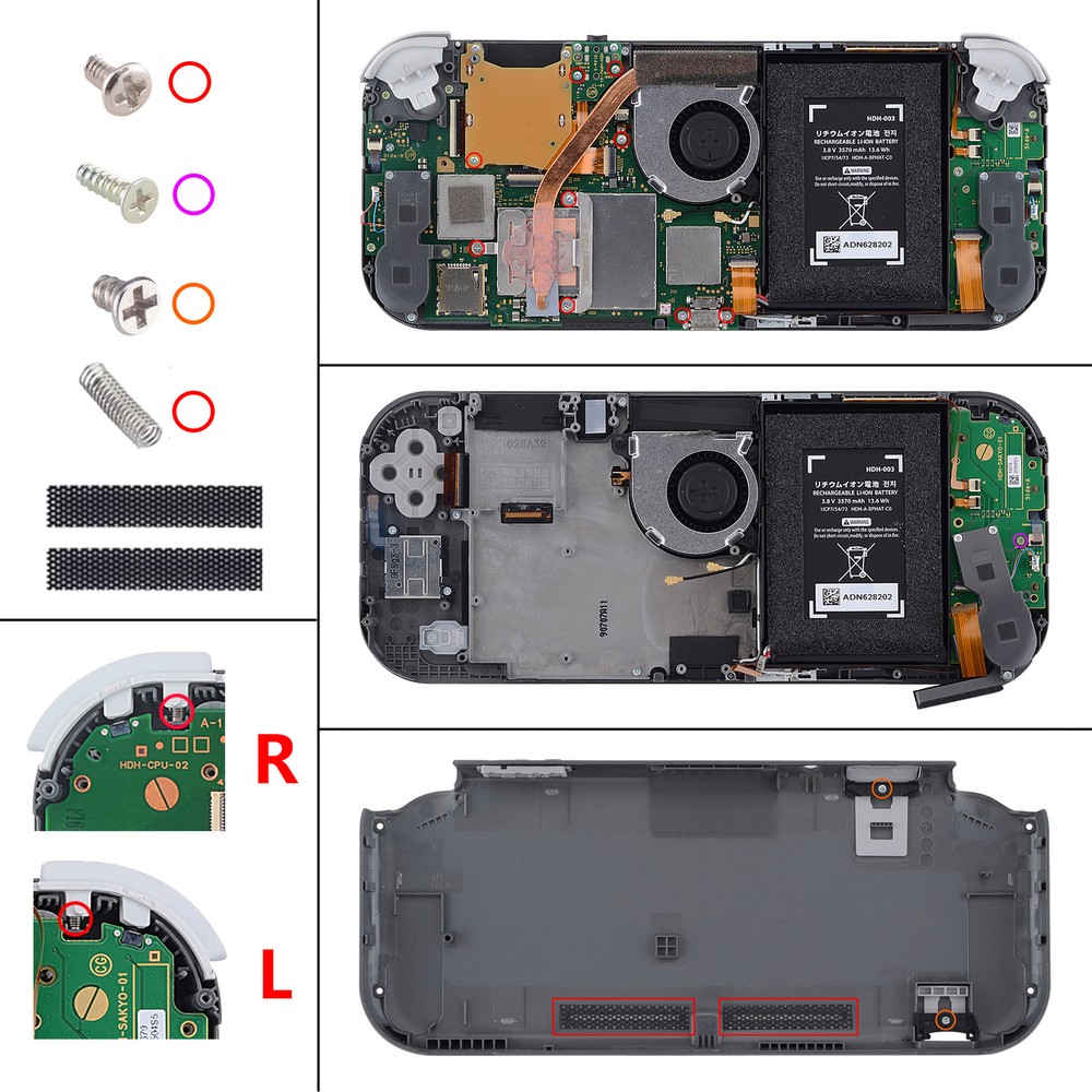 For Nintendo Switch Lite Front & Bottom Shell Screen Protector Buttons Set White