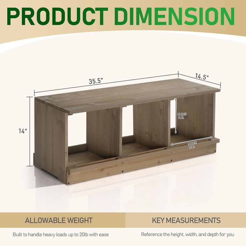 Nesting Boxes for Chickens 8/6/4/3 Compartments, Wood Chicken Nesting Box Wall