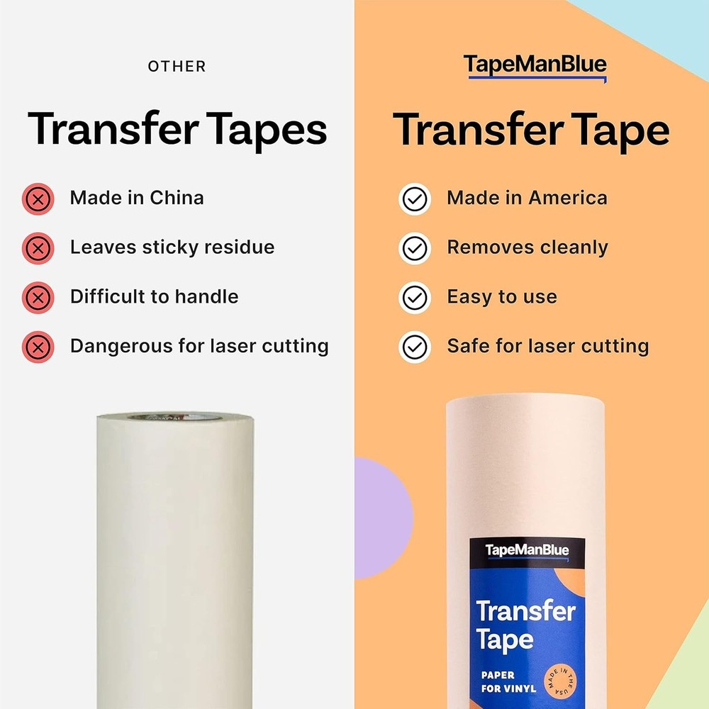 Transfer Tape for Vinyl 24 inch x 100 feet Paper with Layflat Adhesive. Ameri