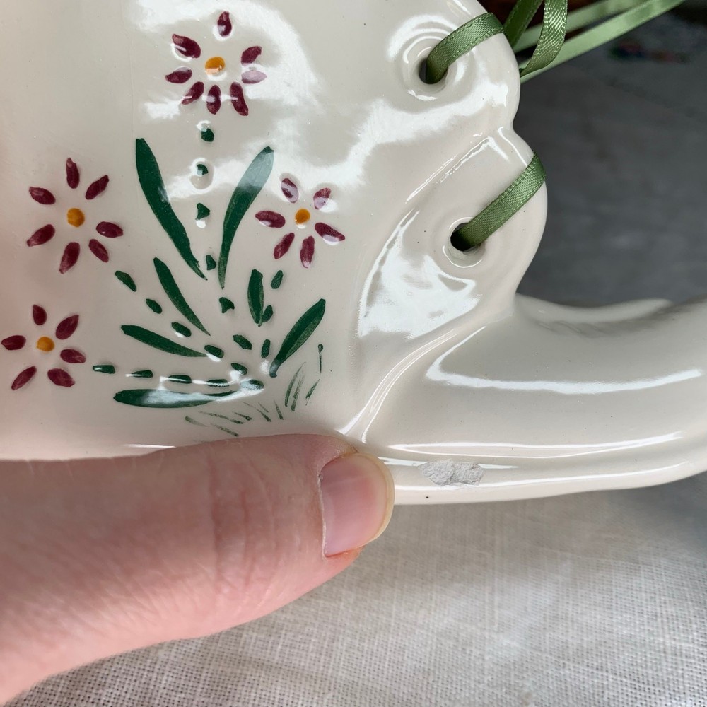 Hand Painted Signed Ceramic Planter Trinket Candy Nut Dish Easter Spring Decor