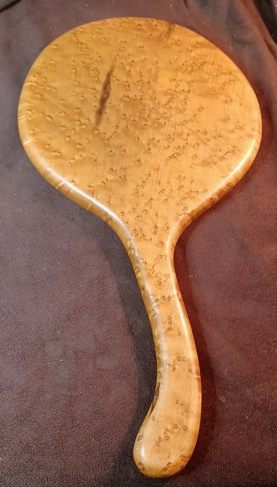 Vintage BirdsEye Maple Hand Held Beveled Mirror