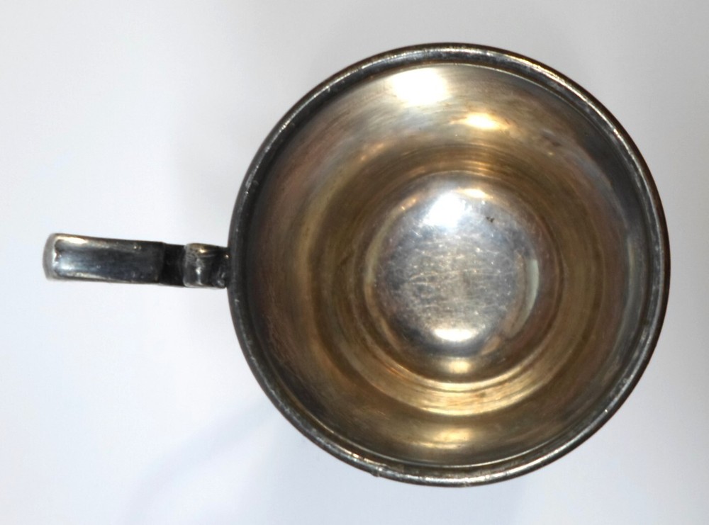 Antique VICTORIAN SILVER PLATED CUP - BFA Script Monogram 3" Tall