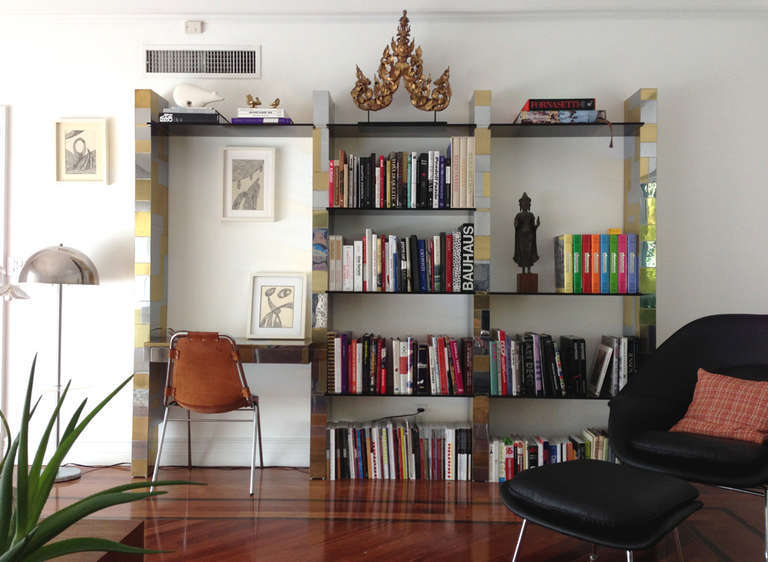 Cityscape wall unit with display shelf Paul Evans
