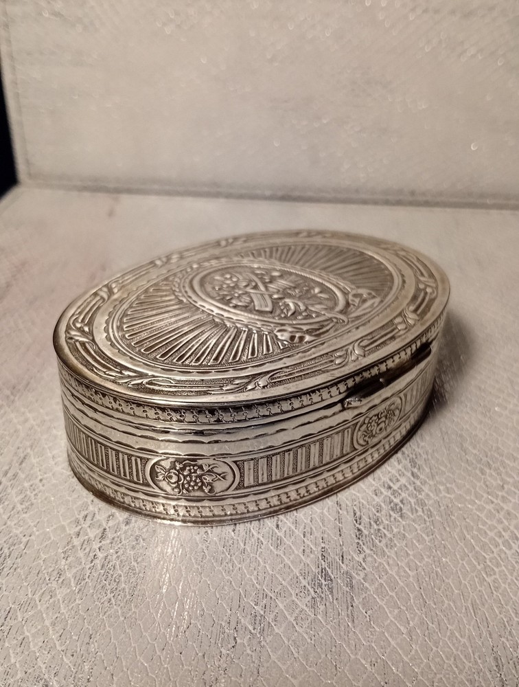 Solid Silver Large Table Snuff Box Circa 1890 in the Louis XVI Style.