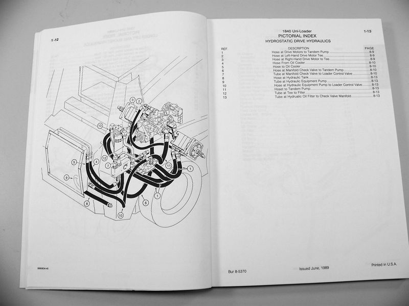 Case 1840 Uni Loader Parts Manual Catalog Skid Steer Assembly Exploded Schematic