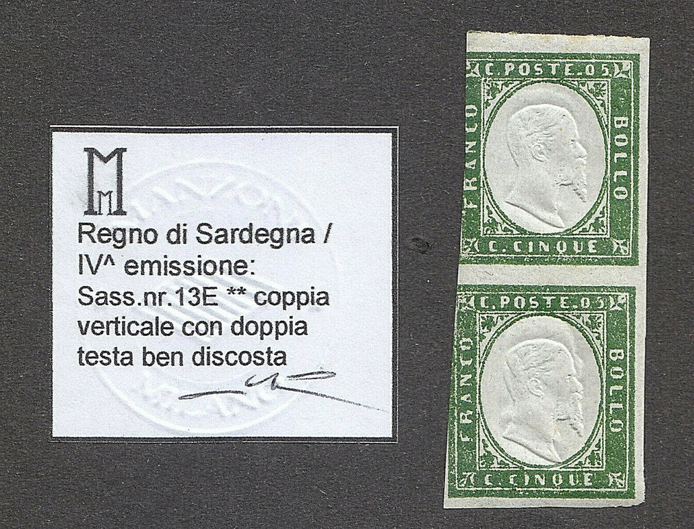 PP716-IV Sardinia-Pair 5 Cent With Double Effigy New
