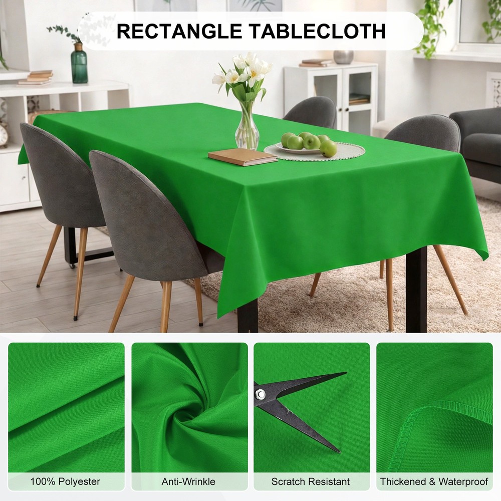 150x300cm Rectangle Tablecloth, Thickened Polyester Table Cloth Emerald Green