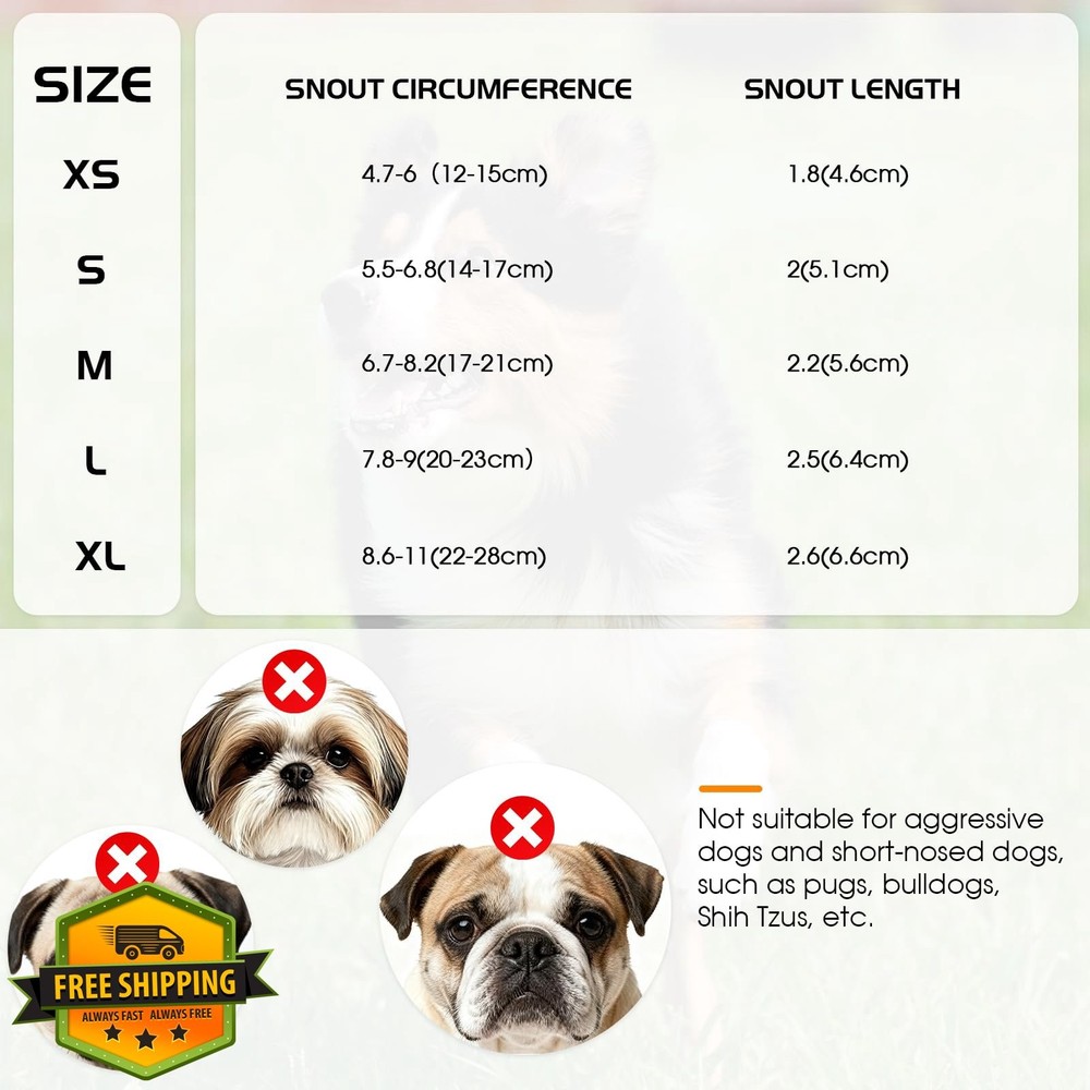 PURRLIA 2 Pack Dog Muzzle Small Medium Large Breathable Adjustable Soft S