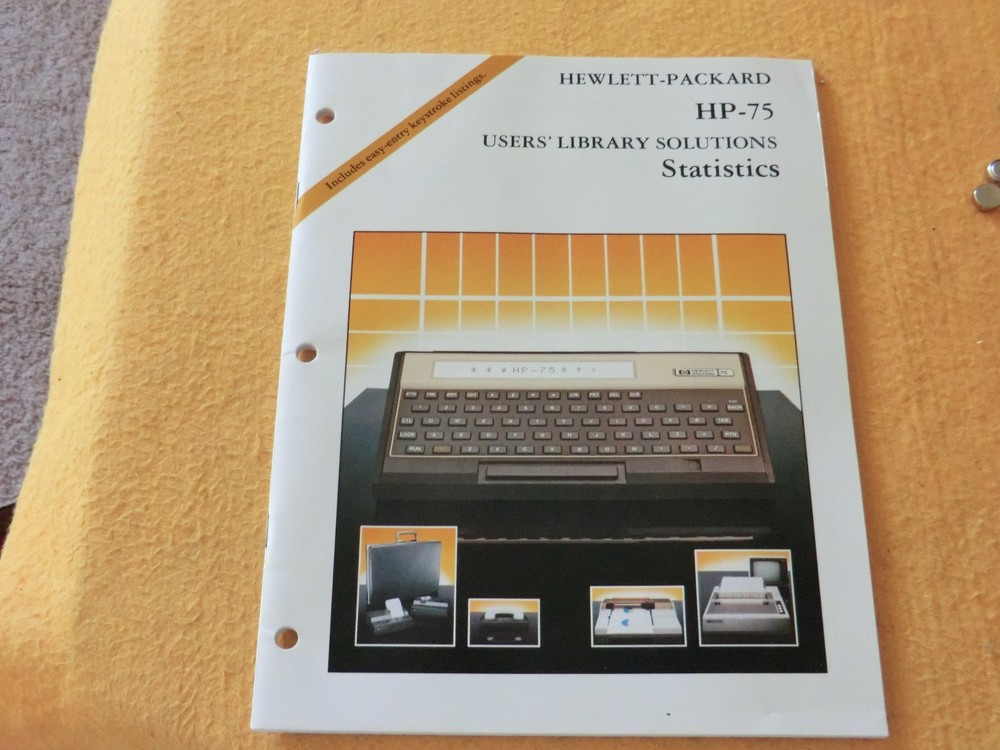 VINTAGE HP-75 User Library Solutions Manuals for Statistics AND Test Statistics
