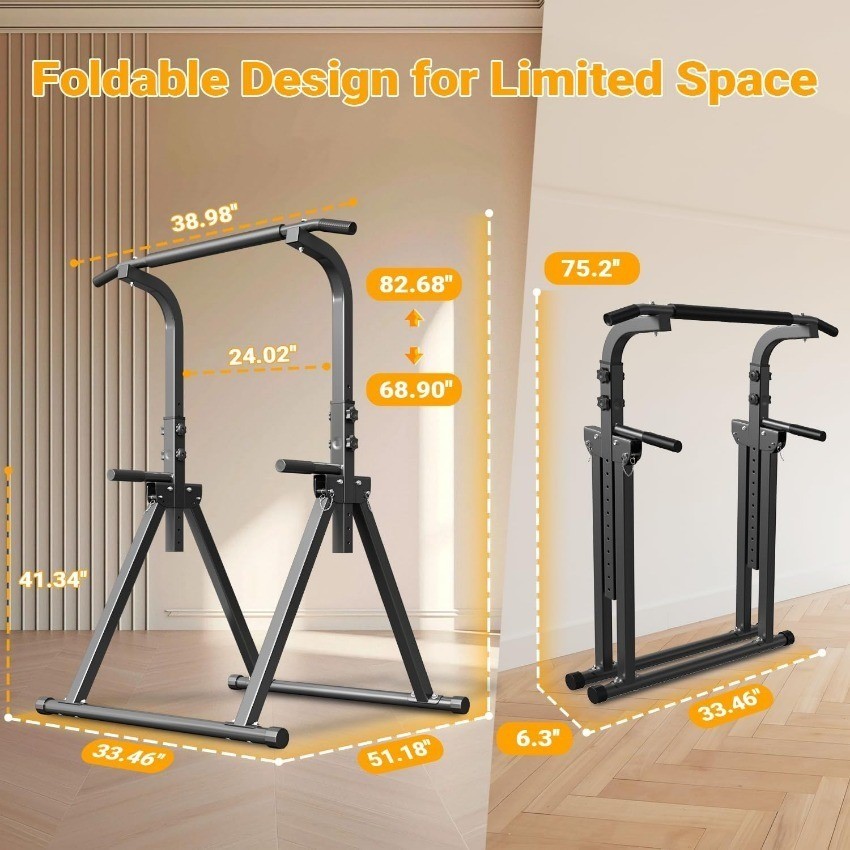 Foldable Pull Up Bar Free Standing Multi-function Power Tower Dip Bar