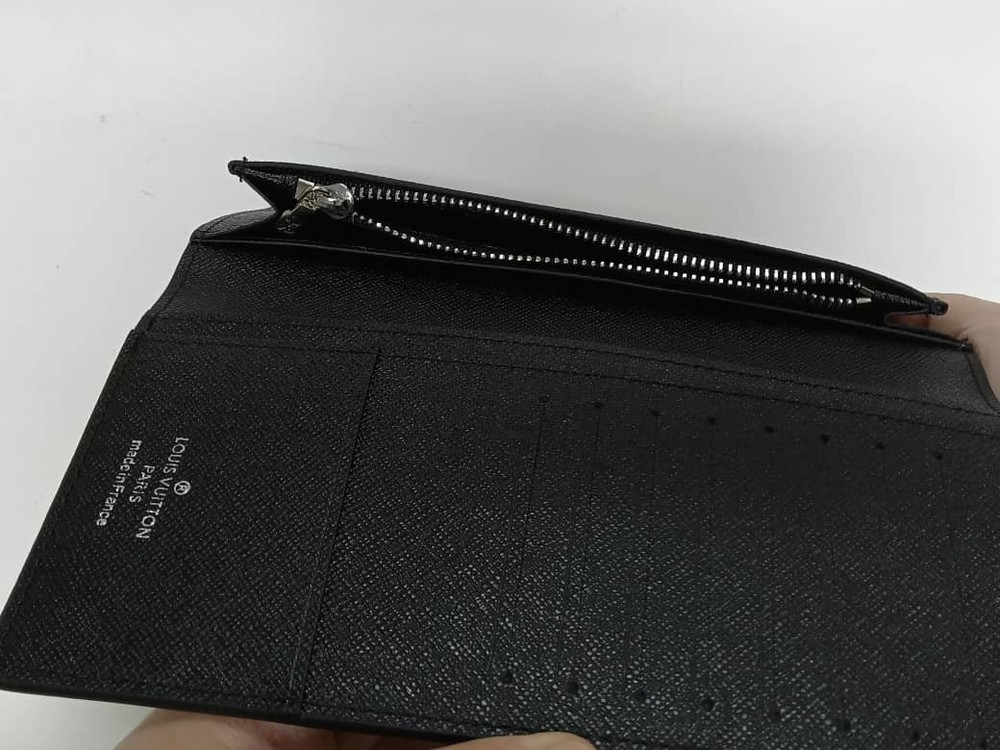 Louis Vuitton Monogram Eclipse Brazza Canvas Long Black Compact Wallet W/Box