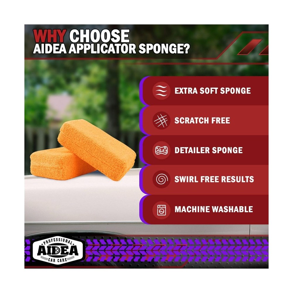 AIDEA Microfiber Applicator Pad-8Pack, Car Wash Sponge, Premium Microfiber Sp...