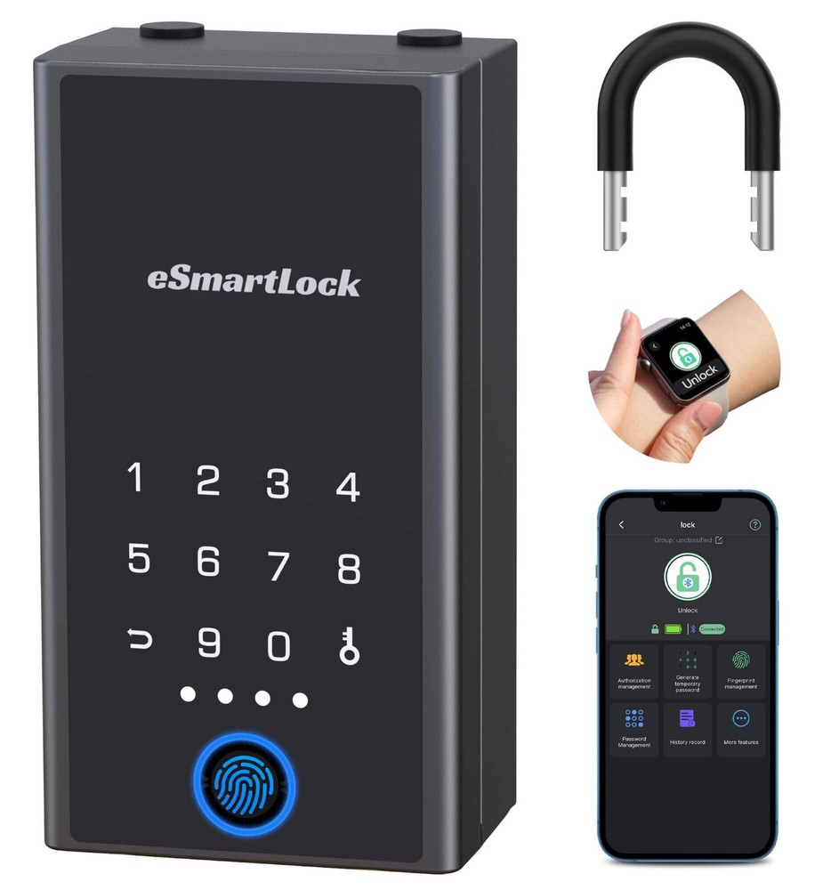Lock Box for Keys with Code, Fingerprint Smart Bluetooth Key Hider, Outdoor W...