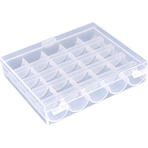 1/2 Pack 25 Slots Empty Bobbin Spool Box Plastic Storage Case for Sewing Machine