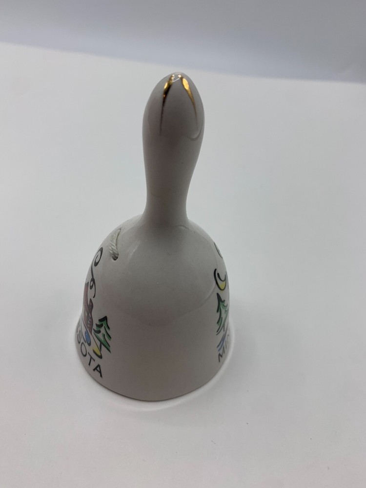 Ceramic Bell Minnesota House White 4" Tall