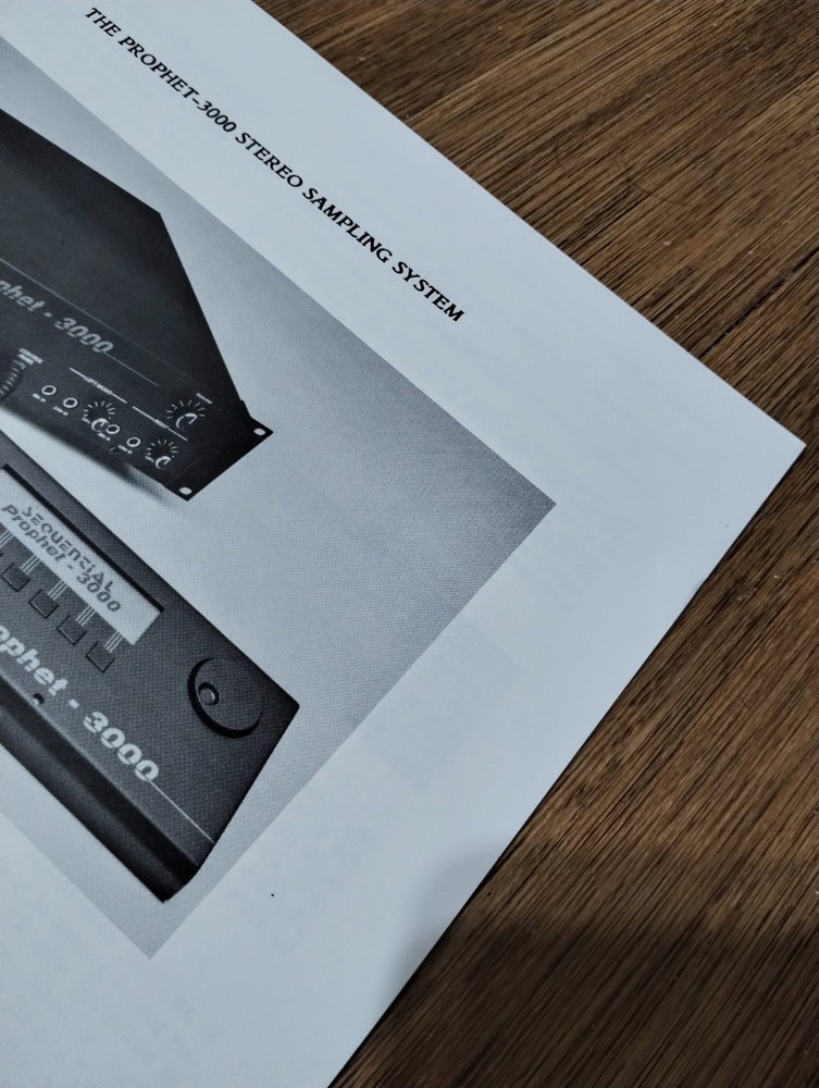 *RARE *ORIG Sequential PROPHET 3000 16bit ANALOG FILTER SAMPLER Brochure Catalog