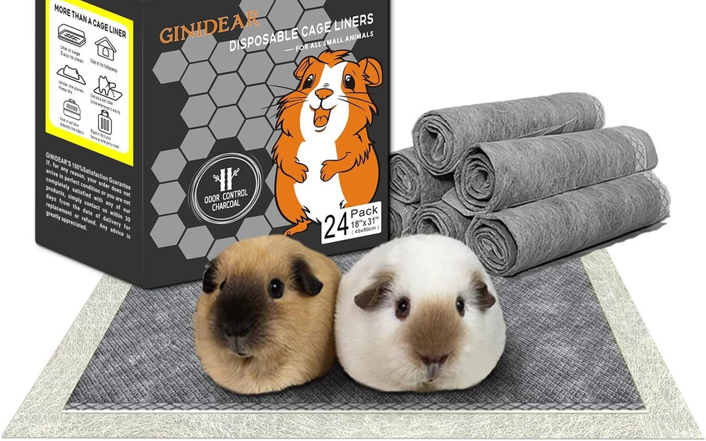 Ginidear Disposable Guinea Pig Cage Liners - 24 Pack, 18” x 31”