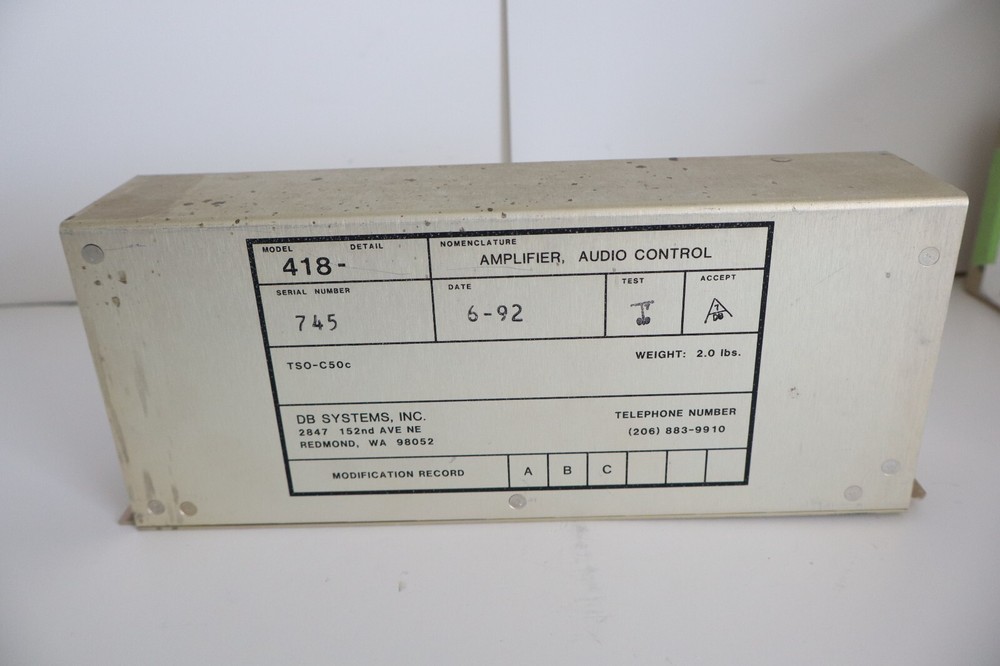 DB Systems 418 Audio Control Amplifier - Removed Working (4 Available)