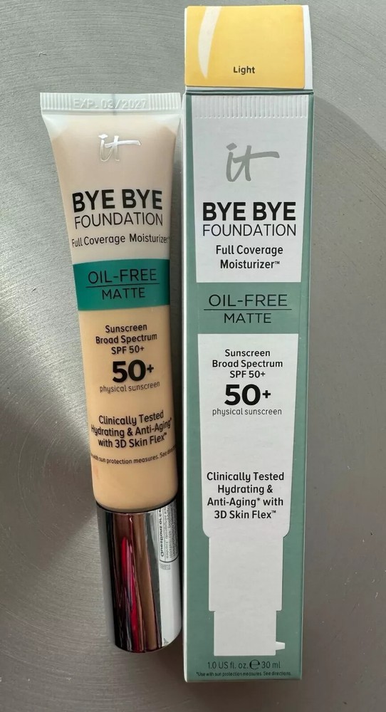 IT Cosmetics Bye Bye Foundation -Full Coverage Moisturizer 50 SPF- Free Shipping