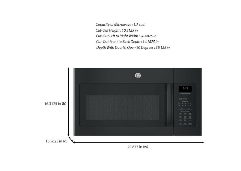 GE 1.7 cu. ft. Black Over the Range Microwave