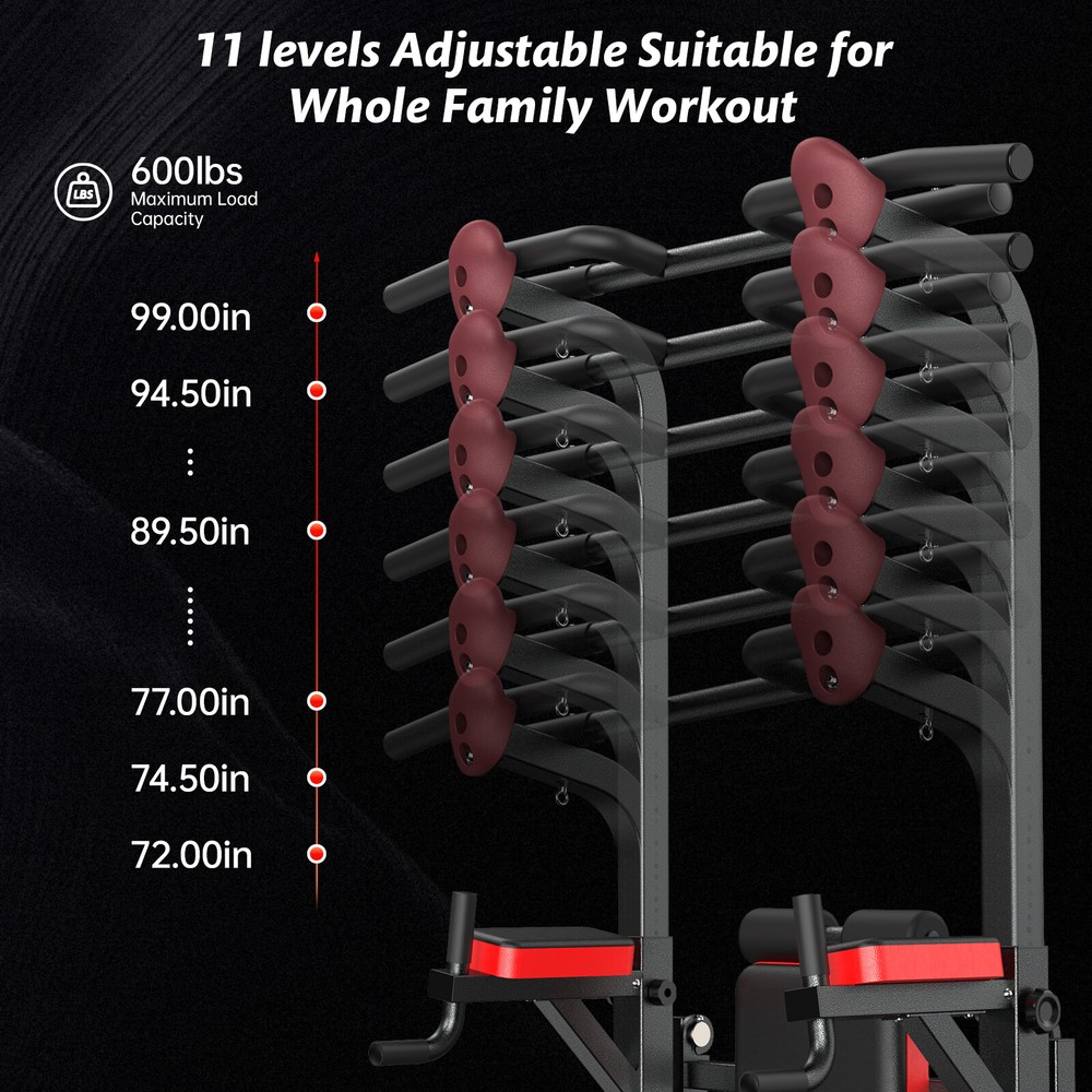 Power Tower MultiFunction Strength Training Dip Station Pull Up Bar With Bench