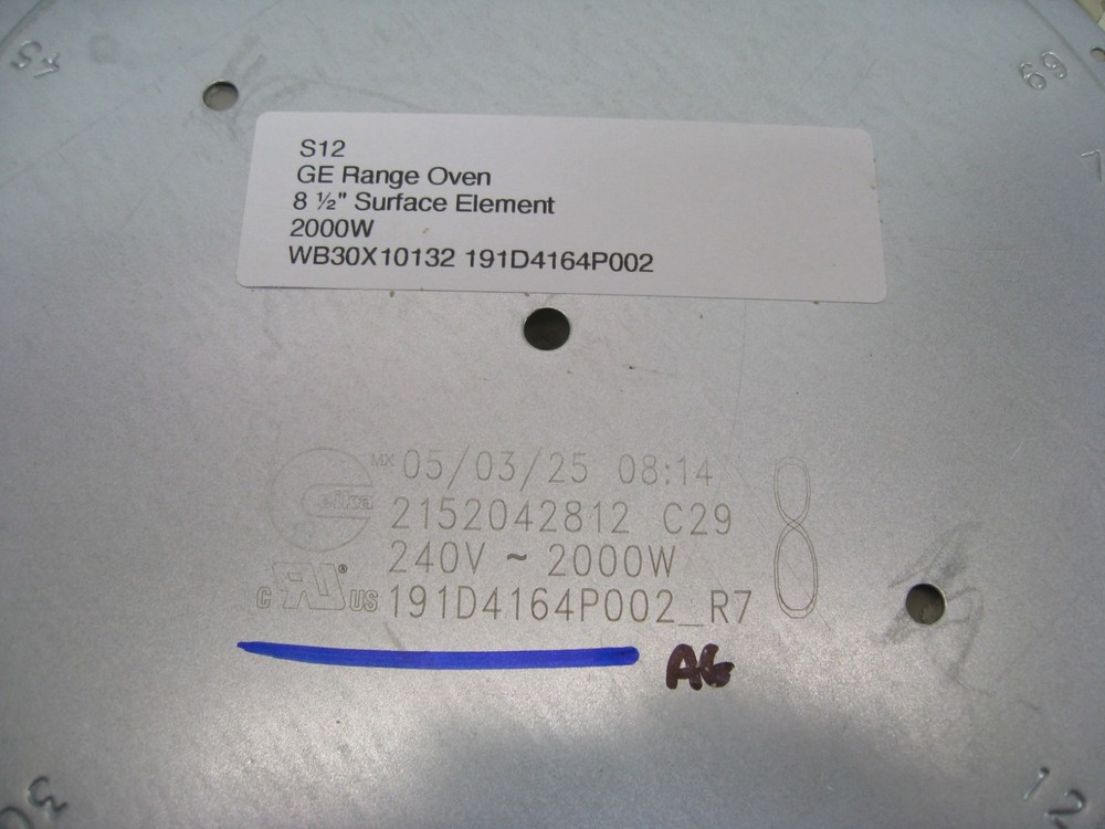 GE Range Oven 8 ½" Surface Element 2000W WB30X10132 191D4164P002
