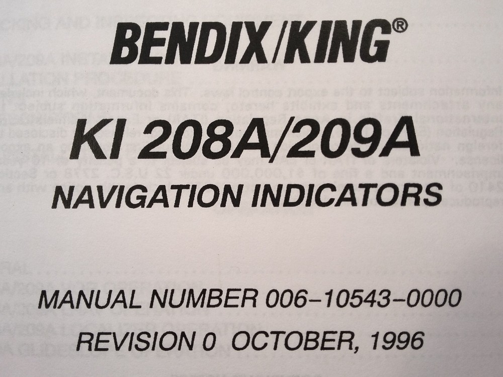 King KI 208A and KI 209A Nav Indicator Install Manual