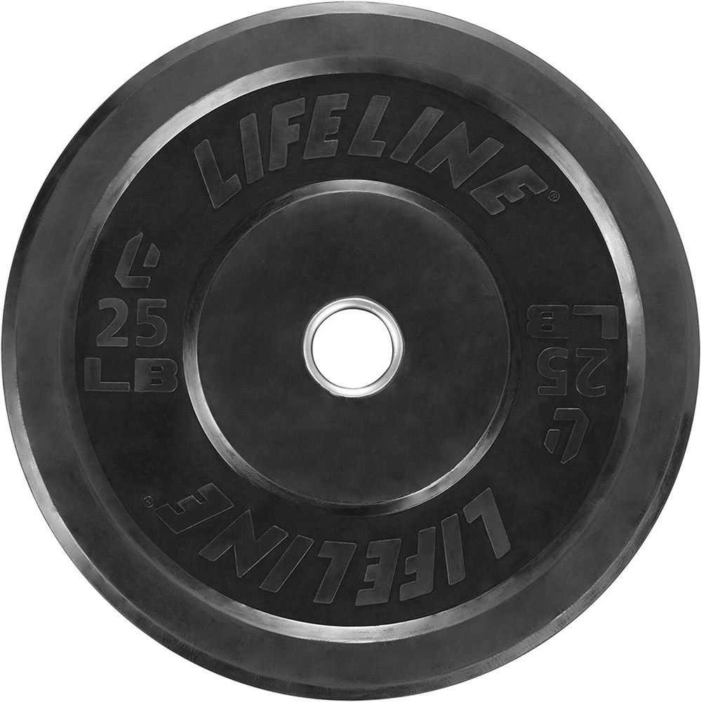 Lifeline Rubber Bumper Plate - Multiple Weight Options Black