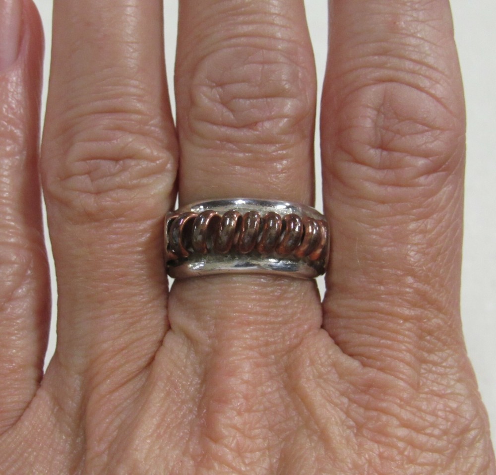 Southwest Sterling Silver and Copper Ring Size 7+