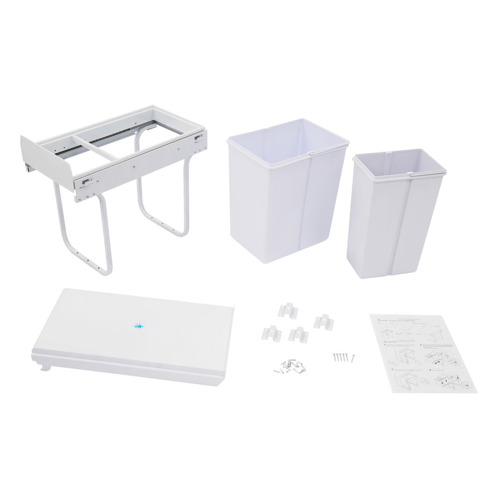 Double Pull Out Under Cabinet Trash Can 10L+20L Garbage Can Kitchen Waste Bin