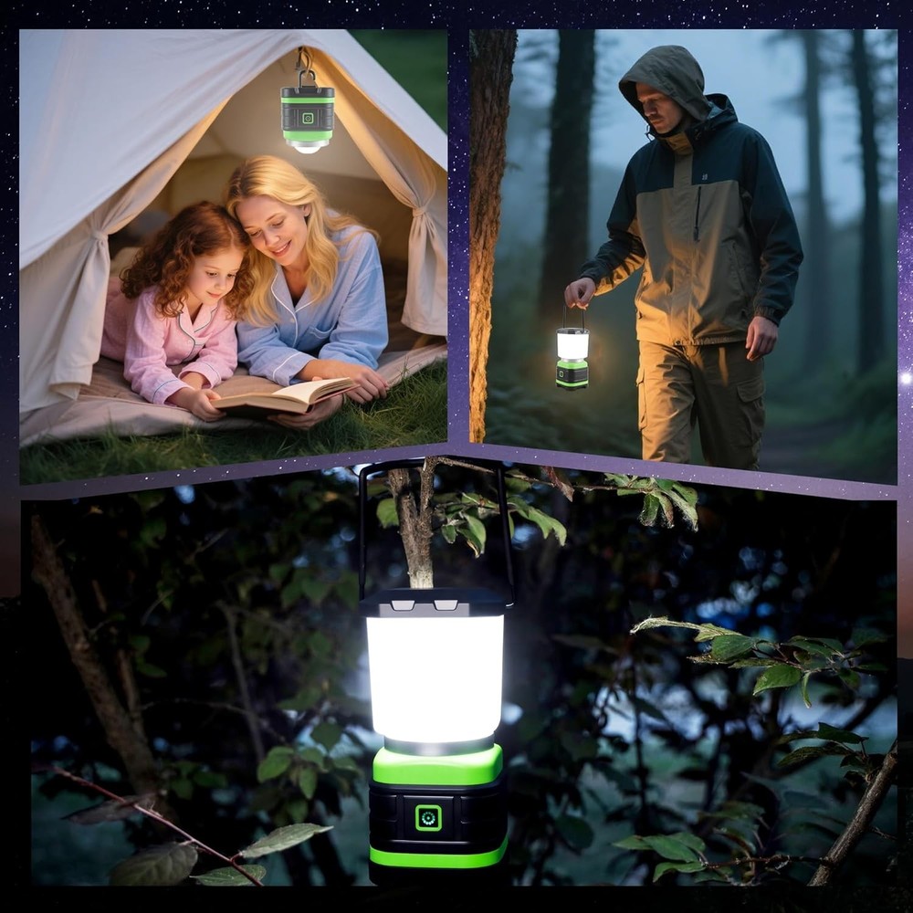 Lichamp LED Camping Lantern, Battery Powered Lights Green