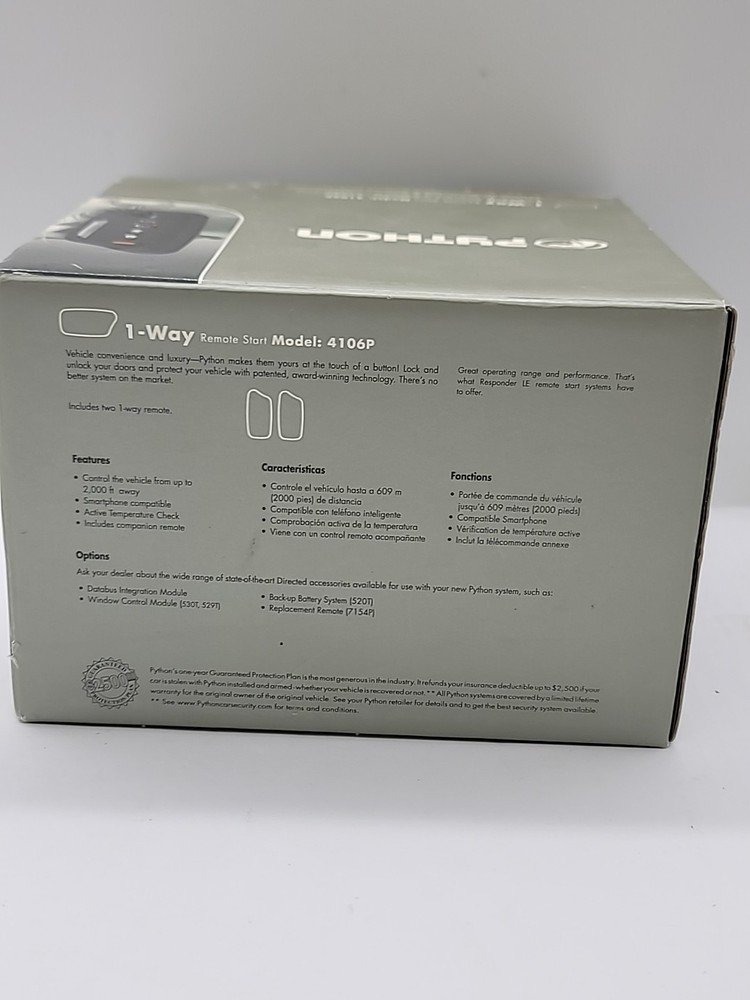 Python 4106P 1-Way Remote-Start System New