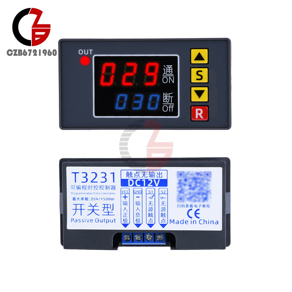 110-220V 12/24V Digital Time Delay Relay Cycle Timer Control Switch Programmable
