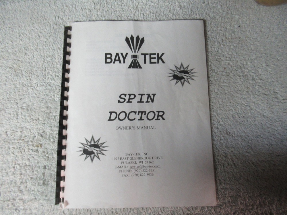 SPIN DOCTOR BAY TEK    arcade game manual