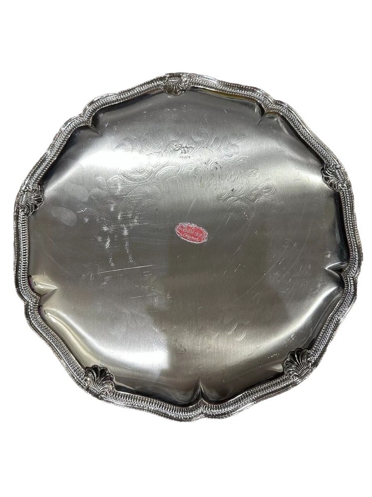 Gorham Vintage Silver Platter With Etching Details