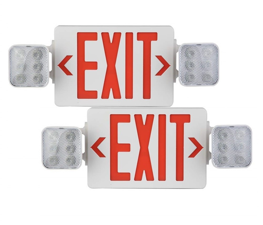 2 pack Emergency Light Exit Sign Exit Combo with Battery Back Amazon Commercial