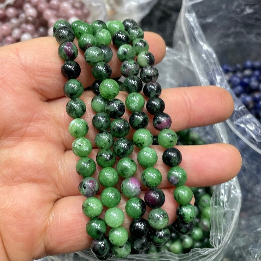 6mm 10pcs Natural Ruby Zoisite Smooth Round Ball Gemstone Beads