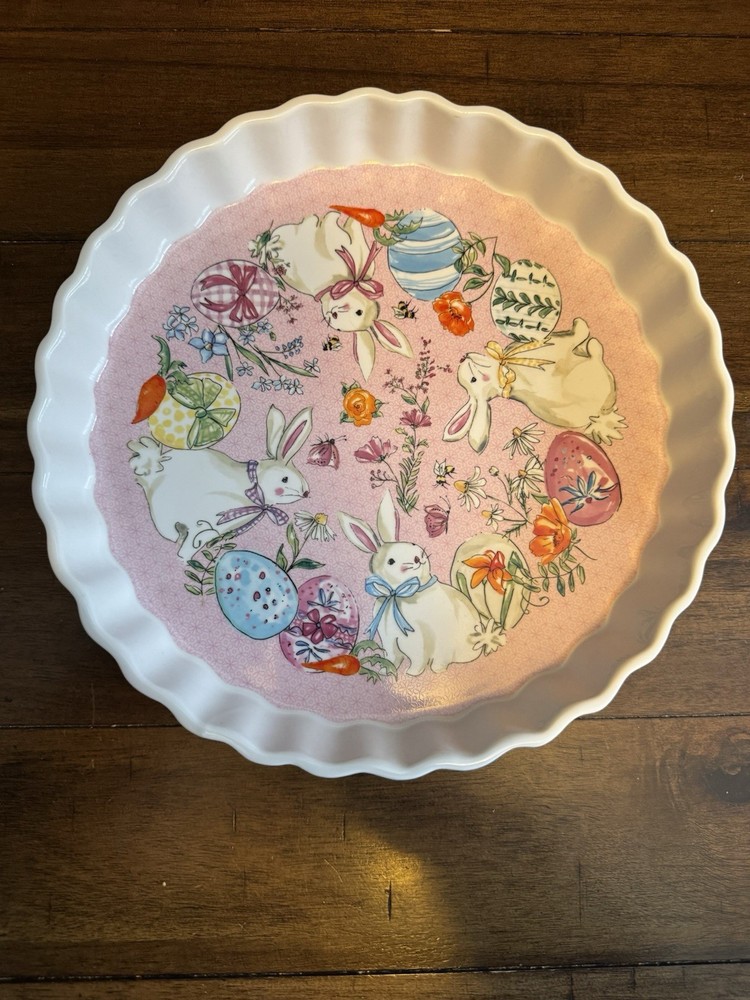Boston International Easter Bunny Fluted Serving Dish Spring Rabbit Platter