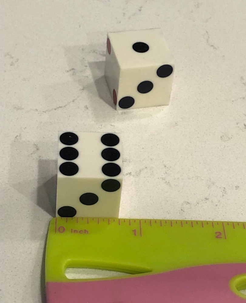 Old illegal club celluloid colored pips oversized dice 111923@