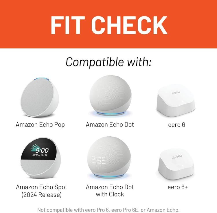 Made for Amazon Outlet Shelf, for Echo Pop, Echo Dot, Echo Spot, Eero, Eero 6...
