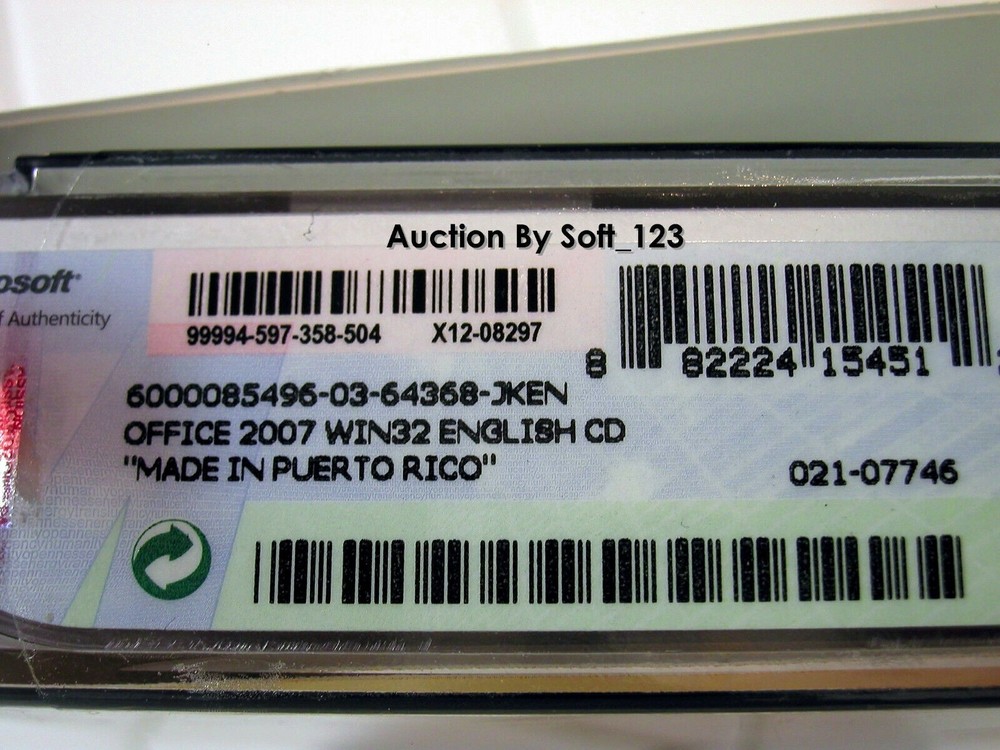 Microsoft MS Office 2007 Standard Word, Excel, PowePoint, Outlook =NEW BOX=