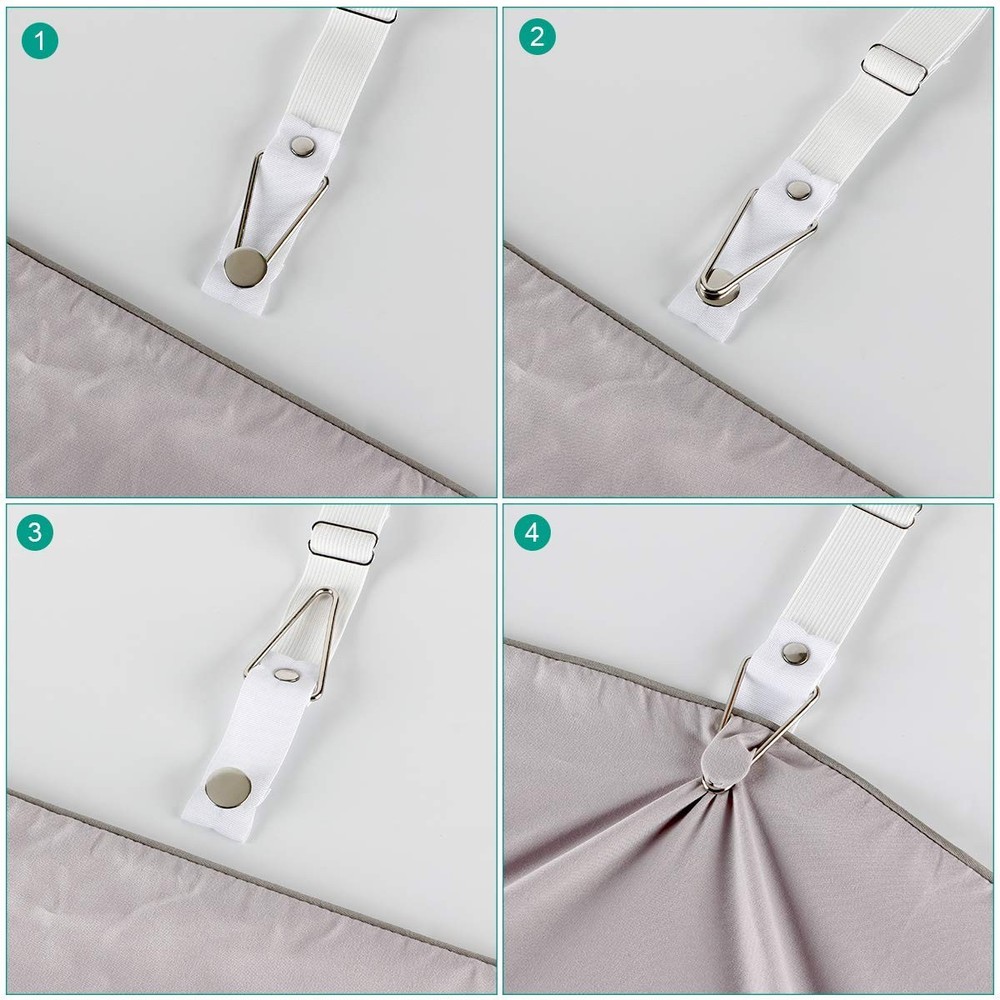 Adjustable Bed Sheet Holder Straps - Fitted Clips for King Size, White