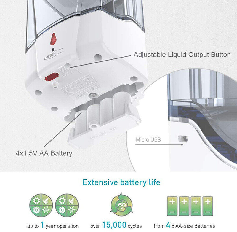 700MLAutomatic Liquid Soap Dispenser Handfree Touchless IR Sensor Wall Mount