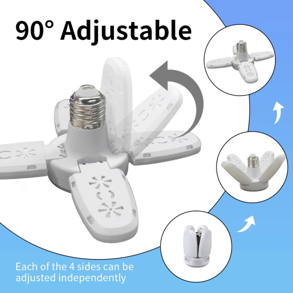 3X E27 LED Garage Light Fan Bulb 28W Deformable Ceiling Fixture Workshop Lamp US