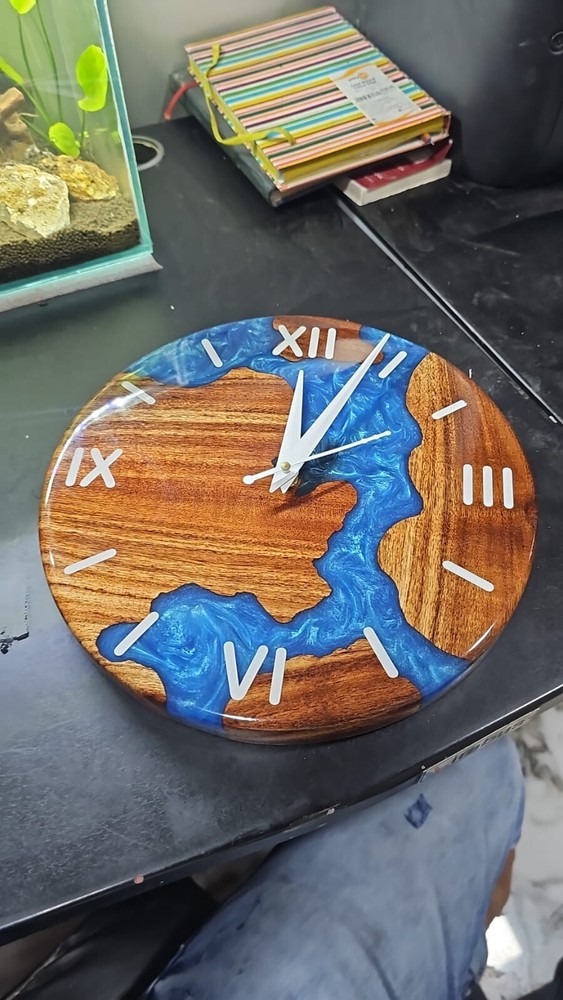 Acacia Wood Epoxy Wall Clock