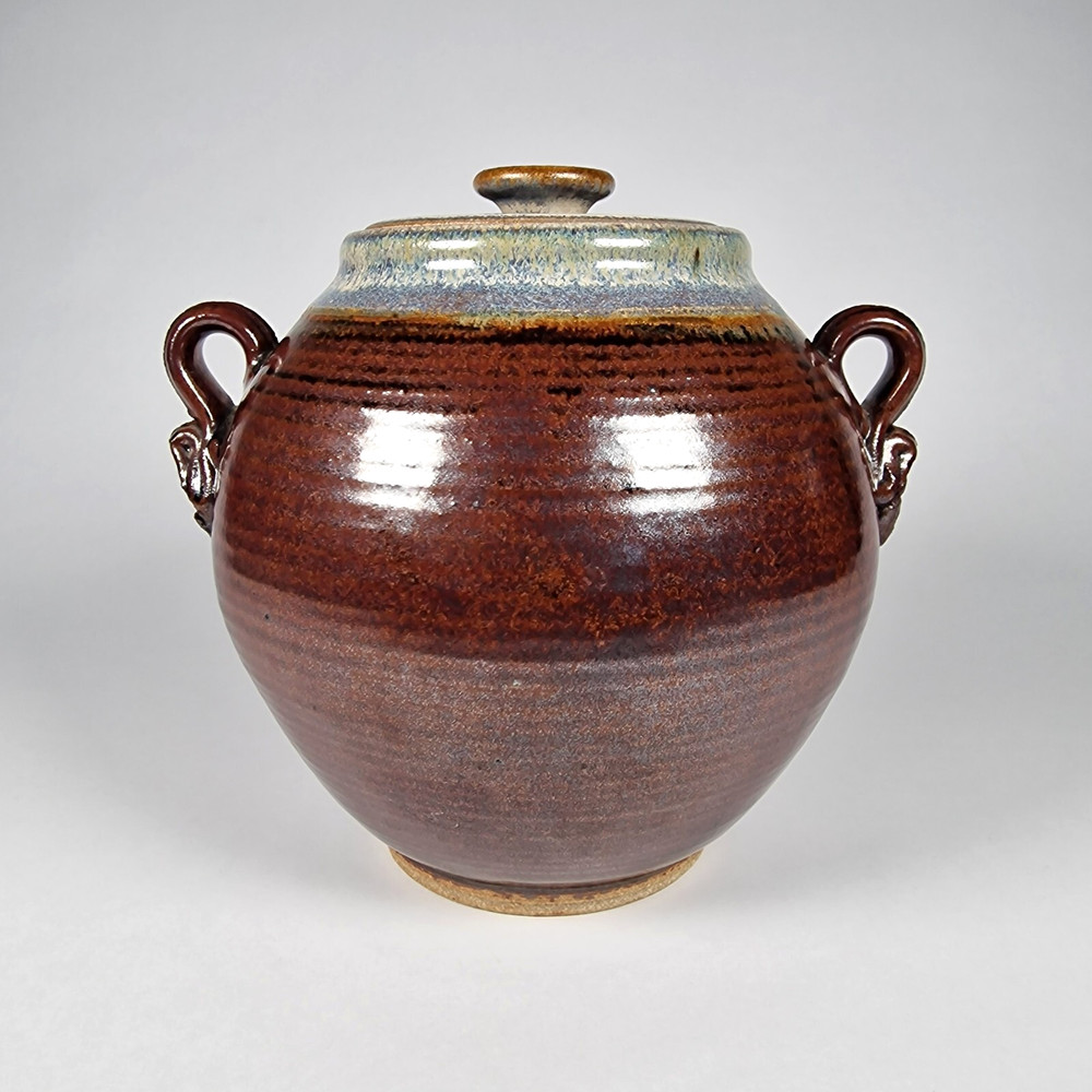 Large Ginger Jar Studio Pottery Vintage Kitchen Storage Container Signed Horton