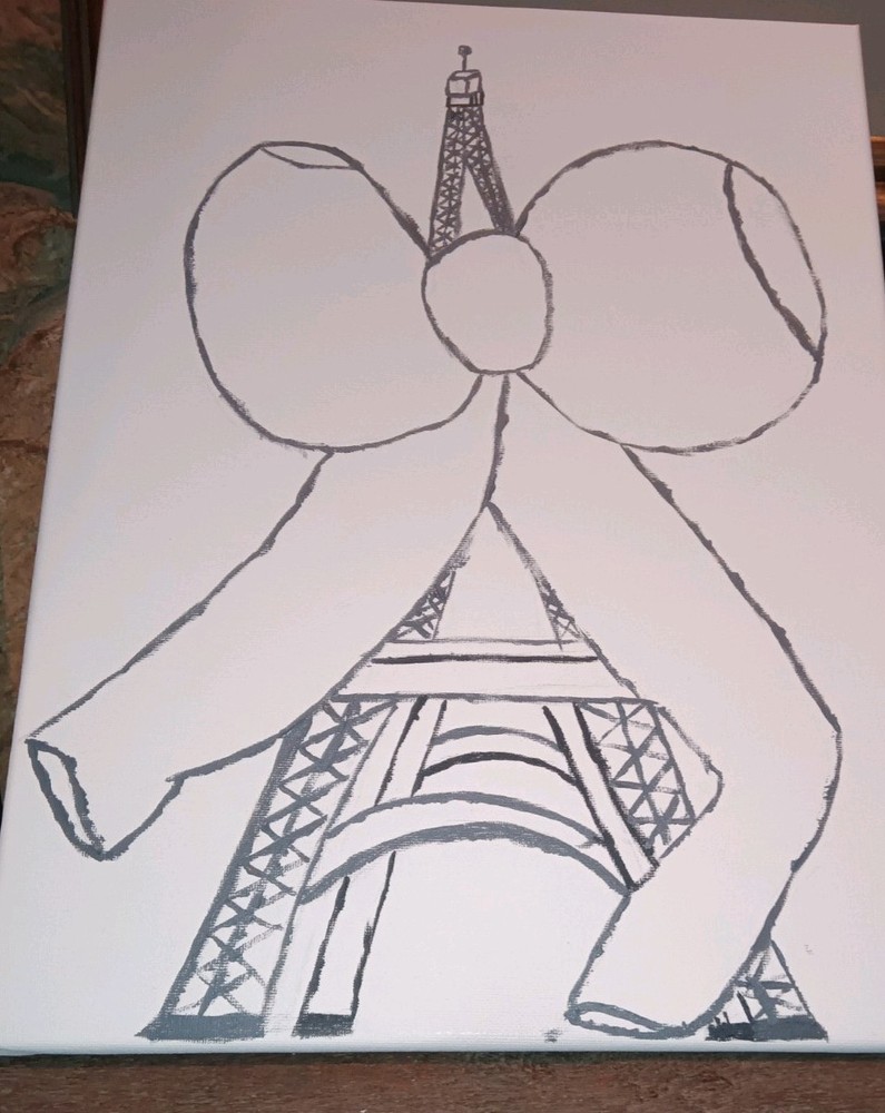Handmade Handpainted Fleur-de-lis Eiffel Tower Bow Canvas Art, Various Colors